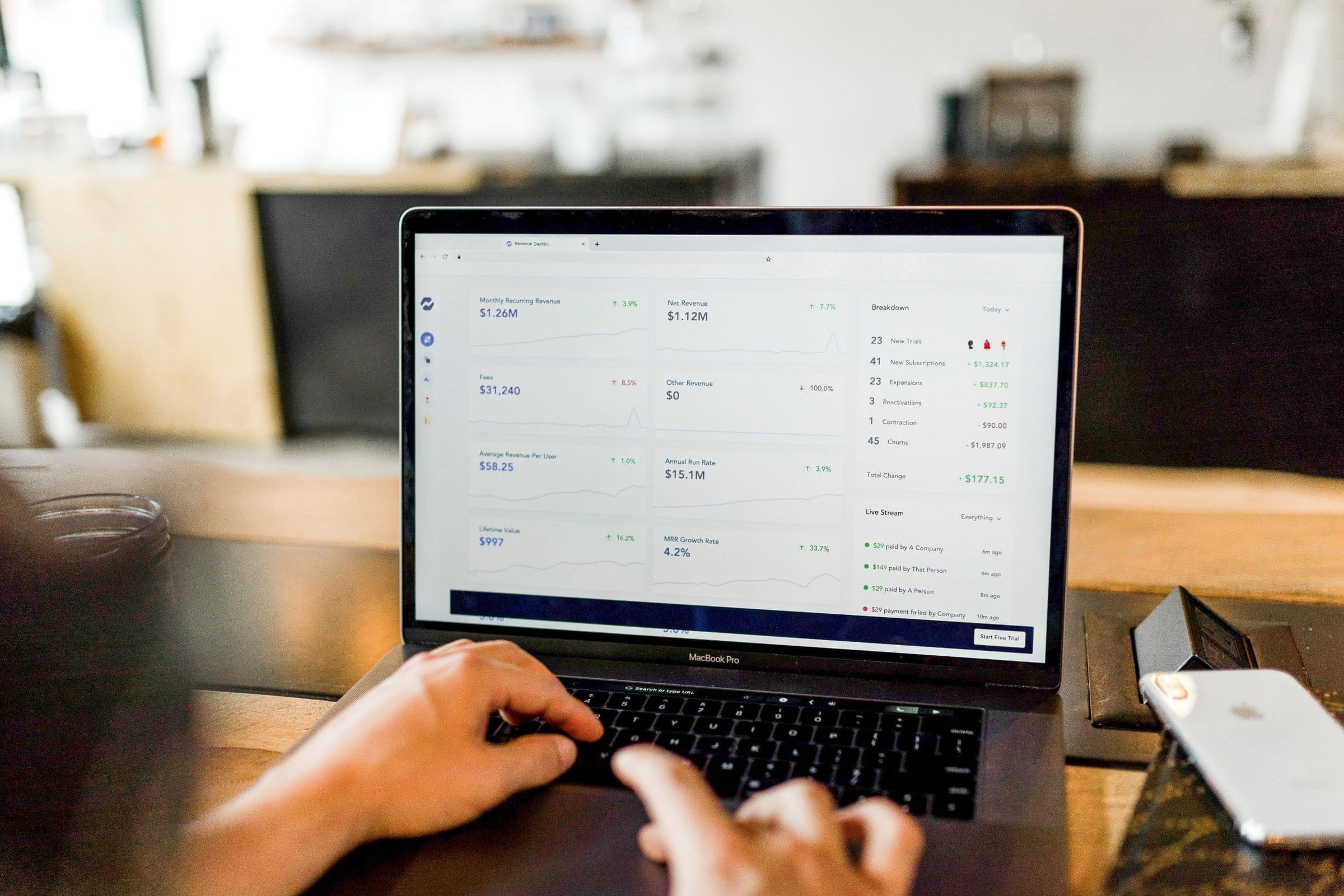 laptop with revenue numbers
