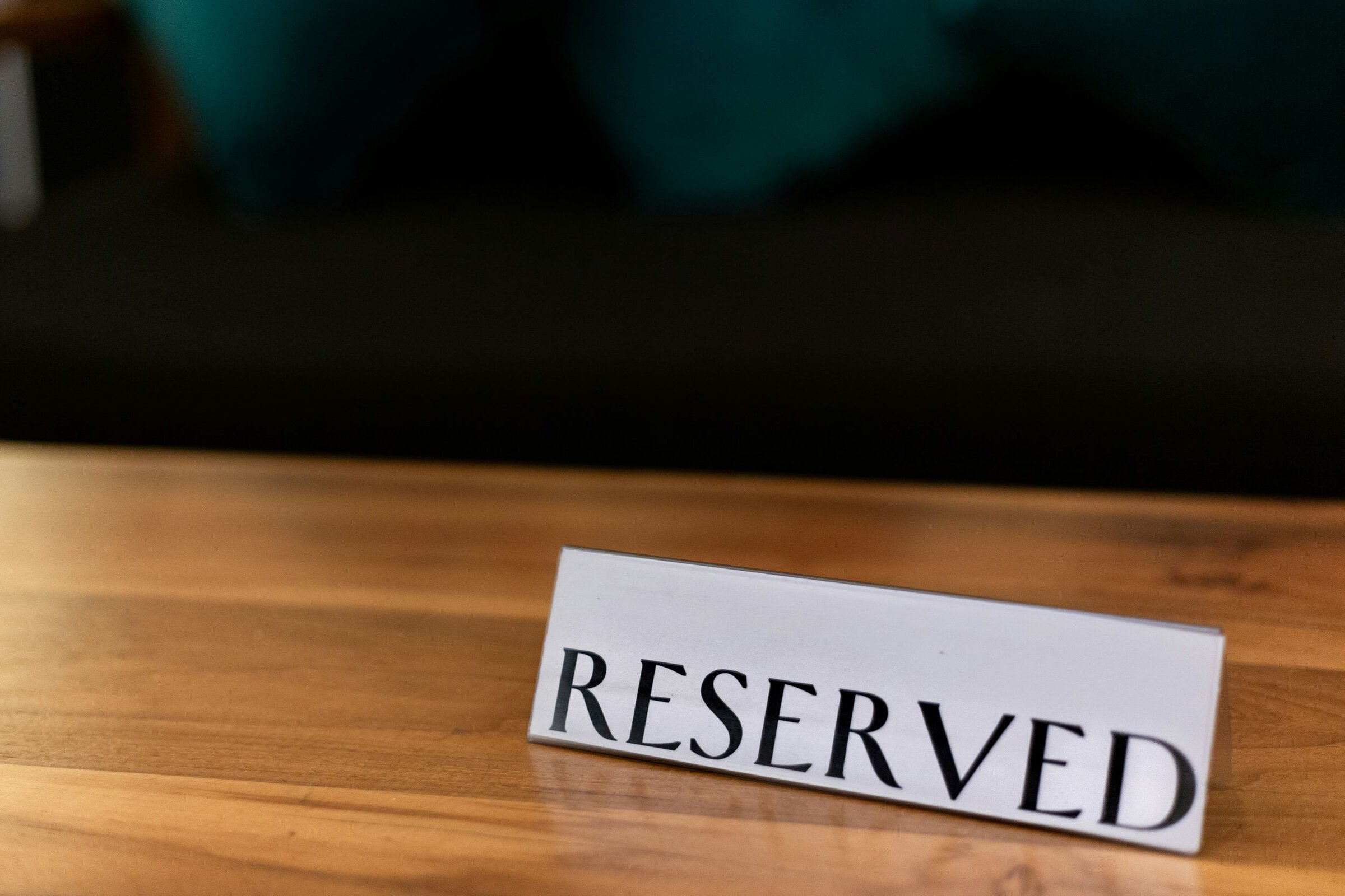 table with reserved sign